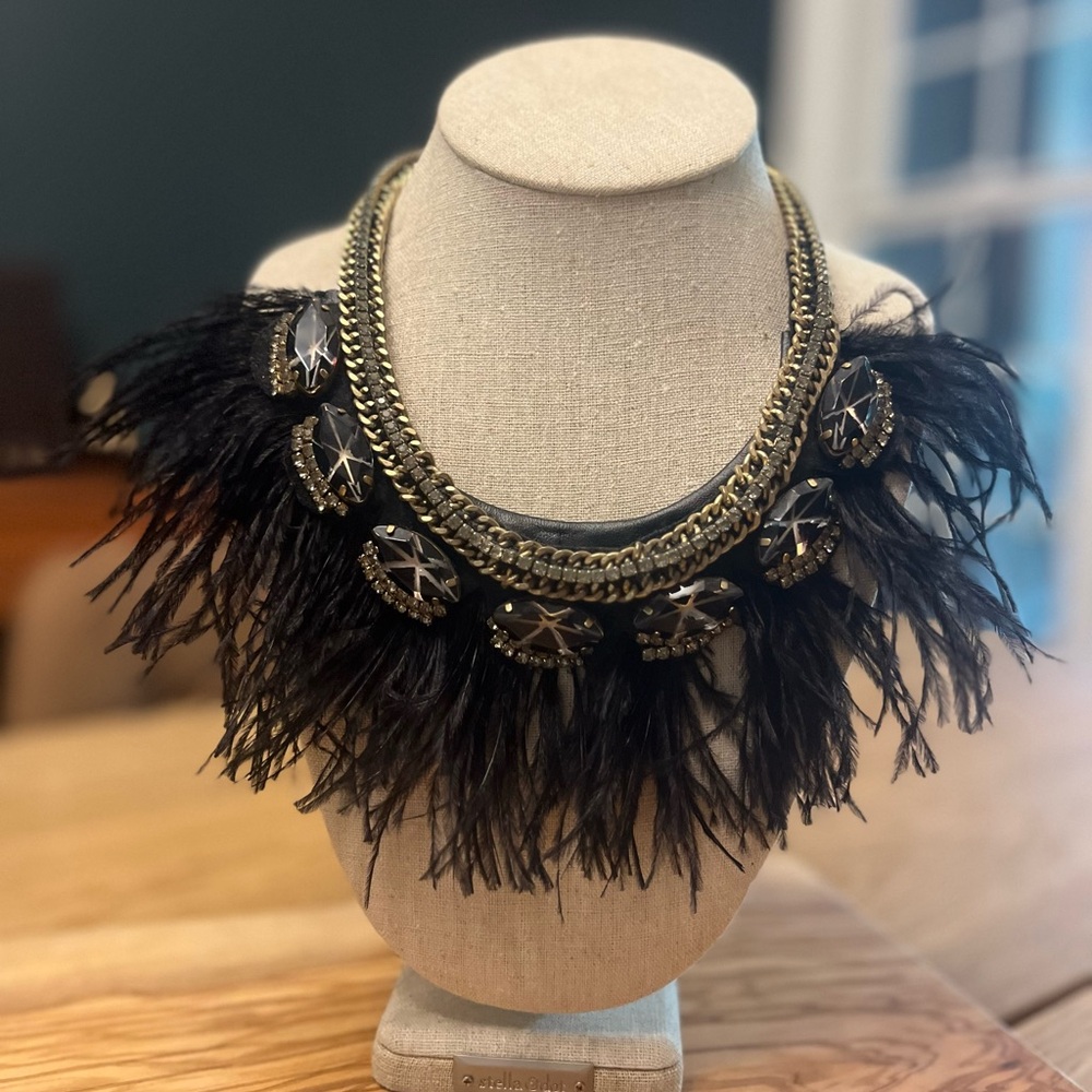 Stella and Dot Black and Gold Statement Necklace